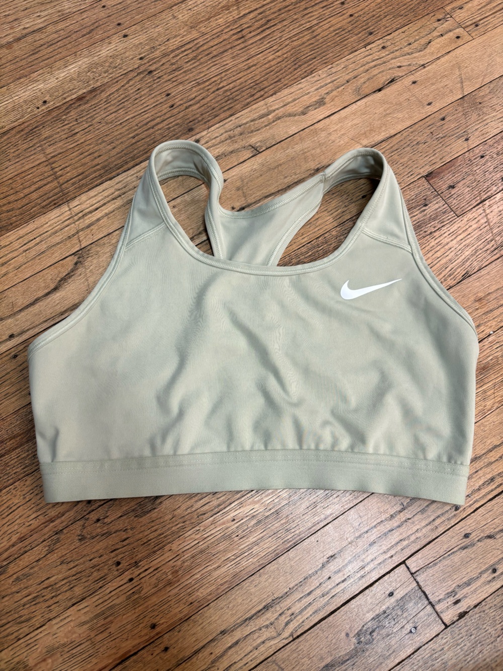 Nike Sage Green Racerback Sports Bra with White Swoosh